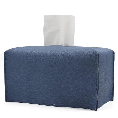 SearchFindOrder Dark Blue L Leather Tissue Box Case
