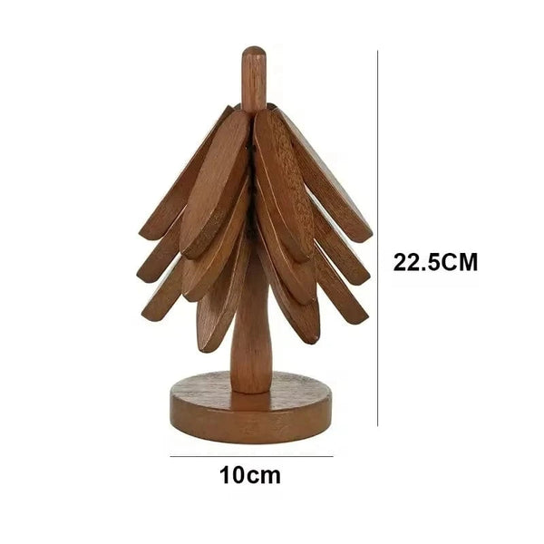 SearchFindOrder Dark Brown / 22.5 10CM Tree Design Stand Wooden Trivets