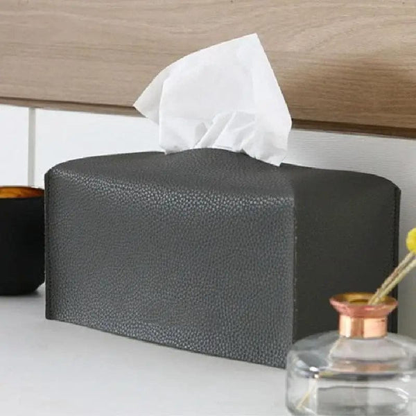 SearchFindOrder Dark Gray L Leather Tissue Box Case