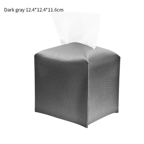 SearchFindOrder Dark Gray S Leather Tissue Box Case