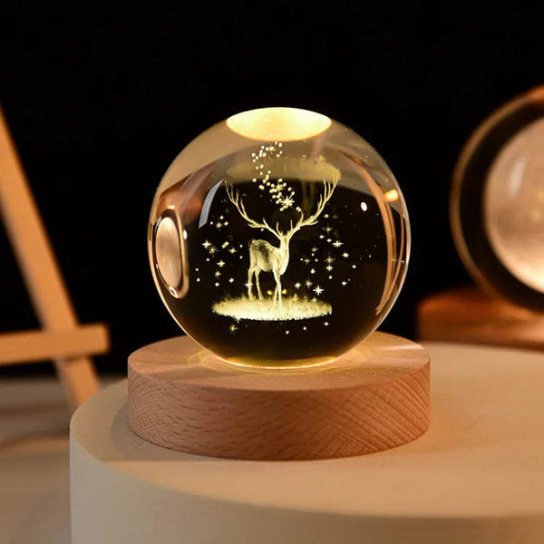 SearchFindOrder Elk deer / 6cm with base 3D Crystal Planet Night Light