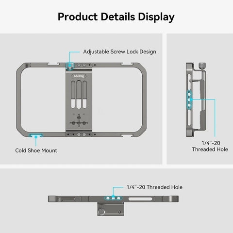 SearchFindOrder Expandable Smartphone Cage with Foldable Handles and Wireless Control for iPhone 14/13/12