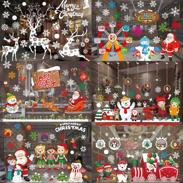 SearchFindOrder Festive Elegance 2023 Holiday Window Decals Christmas Cheer & New Year Joy Decor Set