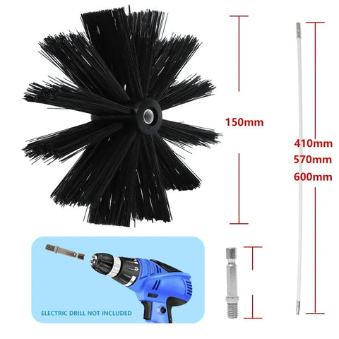 SearchFindOrder Flexible Long Handle Rotary Chimney Brush Rod Kit for Fireplace Inner Wall, Roof, Dryer Pipe Cleaning