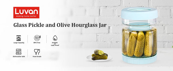 SearchFindOrder Glass Pickle Jar with Strainer