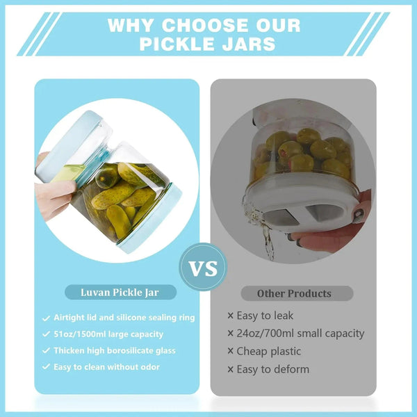 SearchFindOrder Glass Pickle Jar with Strainer