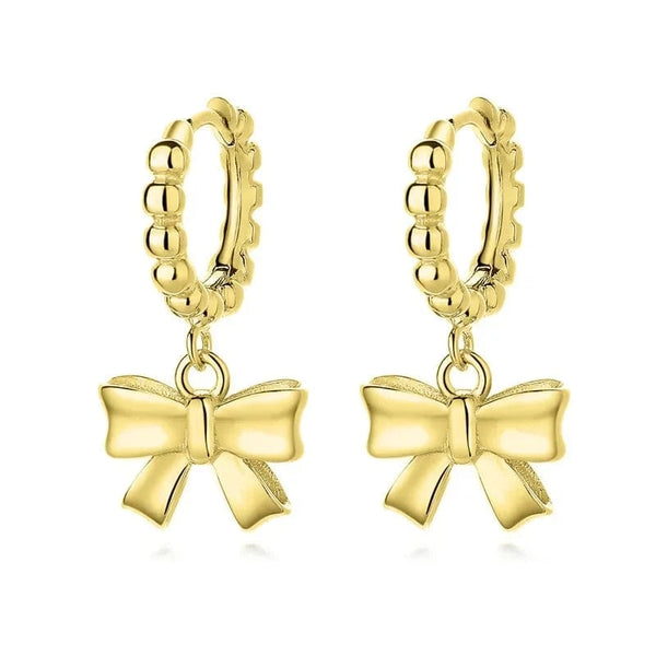 SearchFindOrder Gold Bowknot Pendant Hoop Earrings