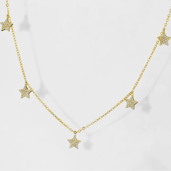SearchFindOrder Gold Color 2 Star Necklace