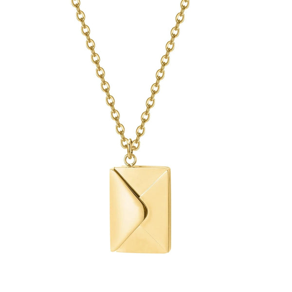 SearchFindOrder gold color / CN / 55cm Stainless Steel Love Letter Envelope Pendant Necklace