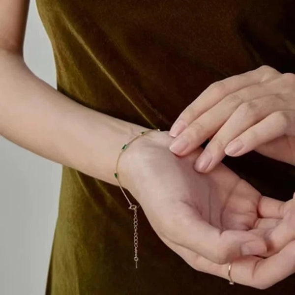 SearchFindOrder Gold Green Zircon Bracelet