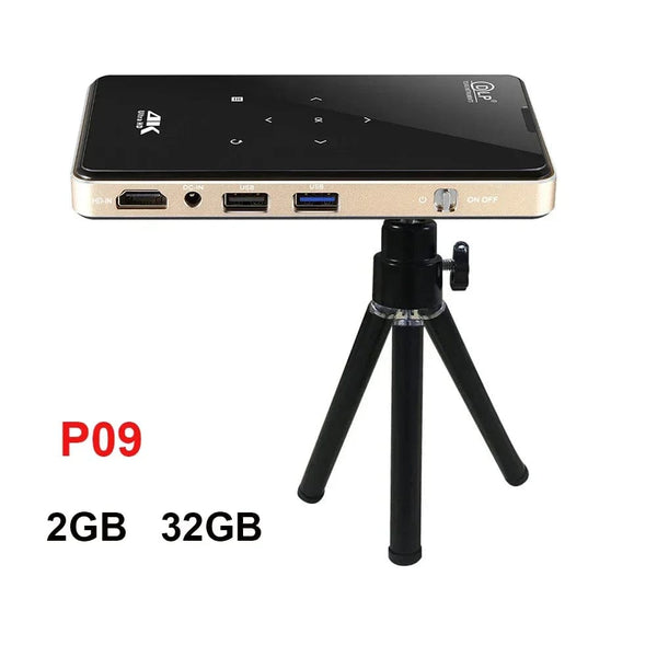 SearchFindOrder Gold P09 2GB 32GB / EU plug Portable Mini Projector Tripod