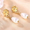 SearchFindOrder Gold Pearl and Flower Earrings