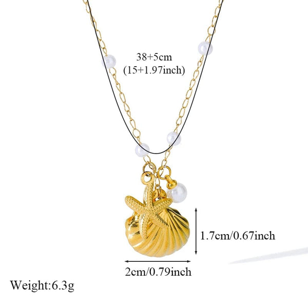 SearchFindOrder Gold Seashell Charm Necklace
