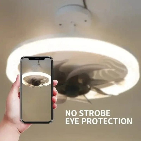 SearchFindOrder Gray Modern LED Smart Ceiling Fan With Remote Control, Suitable For Living Room, Dining Room, Bedroom, & More