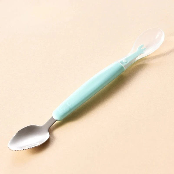 SearchFindOrder Green Stainless Steel & Silicone Baby Puree Spoon