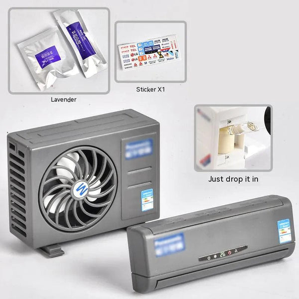 SearchFindOrder Grey lavender set Solar-Powered Aroma Enhancer & Decorative Mini Air Conditioner