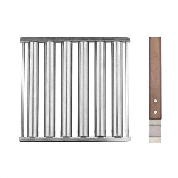SearchFindOrder Grill Master Sizzler Stainless Steel Hot Dog Roller with Extended Wood Handle