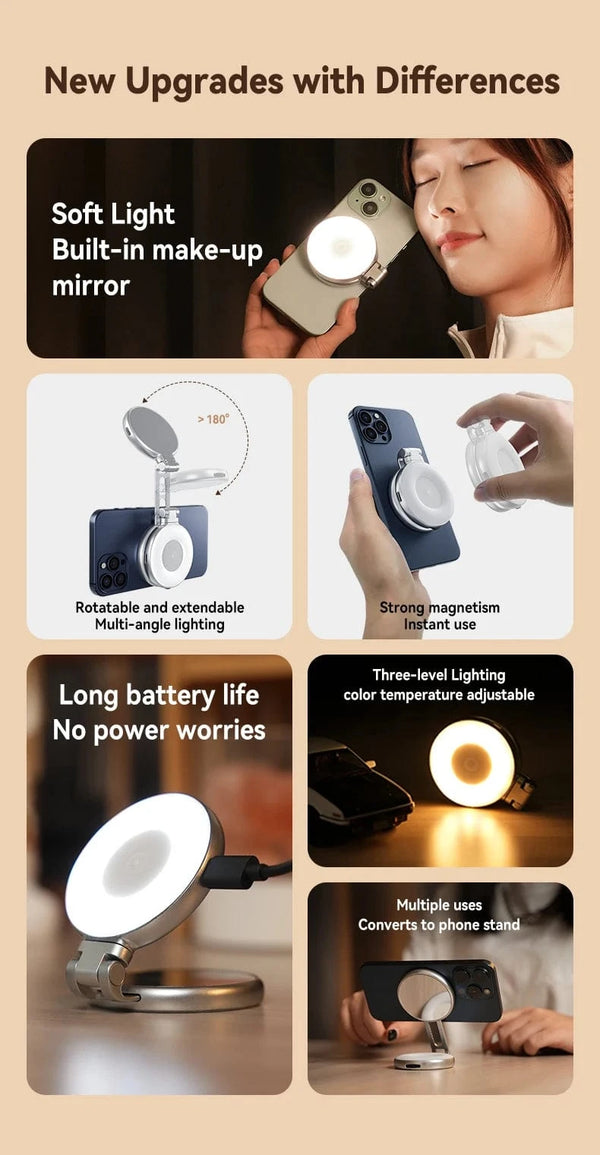 SearchFindOrder Hand Grip Fill light Phone Magnetic Camera Grip with Selfie Ring Light