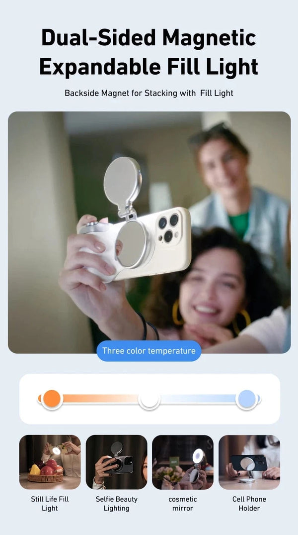 SearchFindOrder Hand Grip Fill light Phone Magnetic Camera Grip with Selfie Ring Light