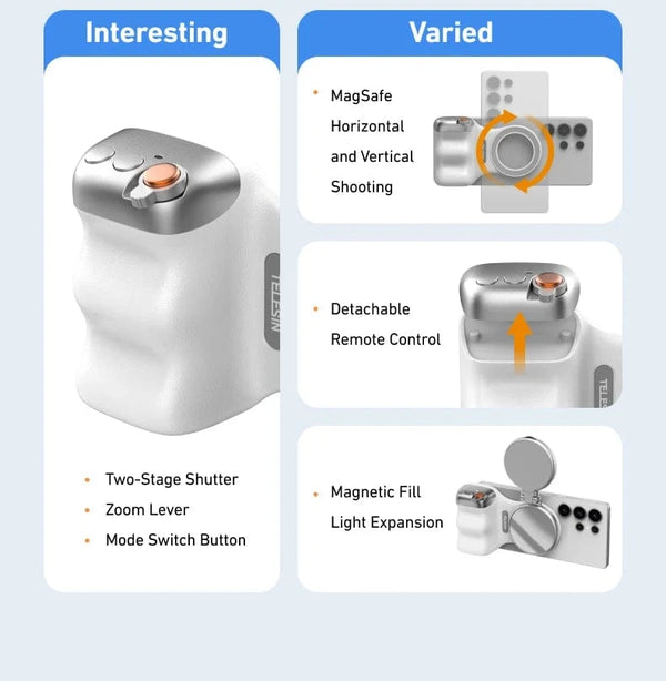 SearchFindOrder Hand Grip Fill light Phone Magnetic Camera Grip with Selfie Ring Light