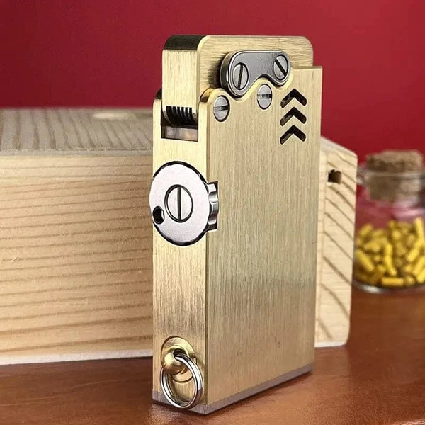 SearchFindOrder Handmade Brass Mechanical Gasoline Lighter