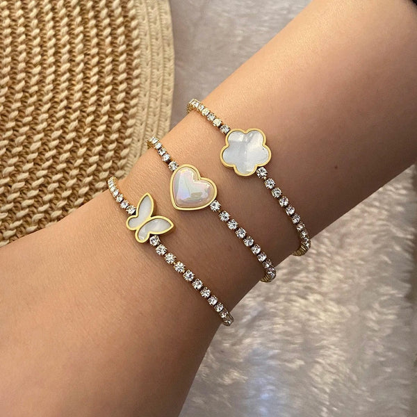 SearchFindOrder Heart, Butterfly and Flower Bracelet Set