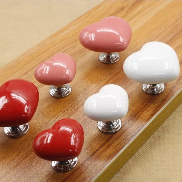 SearchFindOrder Heartfelt Ceramic Cabinet, Drawer and Toilet Knob A Creative Touch for Your Home, Apartment, or Hotel Furniture