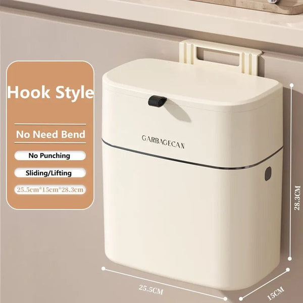 SearchFindOrder Hook Eco Space 10L Cabinet Door Trash Companion Wall-Mounted Kitchen Bin with Lid