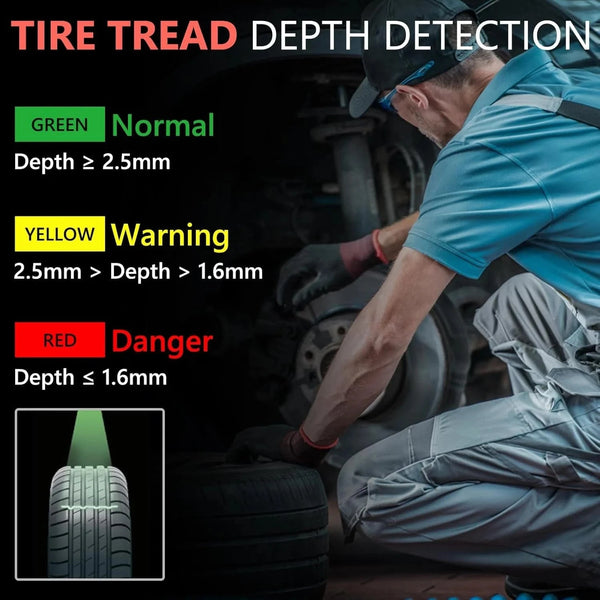 SearchFindOrder HTD180 High Accuracy Laser Tire Tread Depth Gauge - 0.1mm Precision, Wi-Fi/BT Support