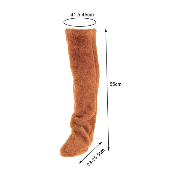 SearchFindOrder Khaki / One Size Fuzzy High Over Knee Socks