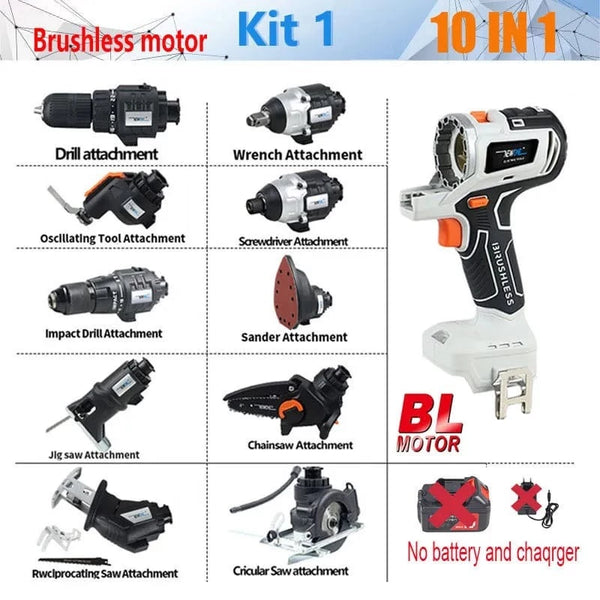 SearchFindOrder KIT1 / CN Power Pro 12-in-1 Ultimate Tool Combo Drill, Chainsaw, Saw, and More
