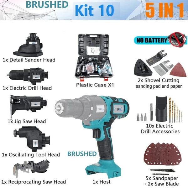 SearchFindOrder KIT10 / CN Power Pro 12-in-1 Ultimate Tool Combo Drill, Chainsaw, Saw, and More