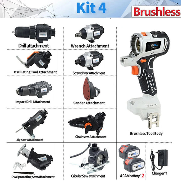 SearchFindOrder KIT4 / CN Power Pro 12-in-1 Ultimate Tool Combo Drill, Chainsaw, Saw, and More