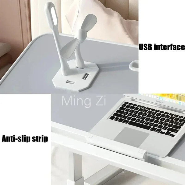 SearchFindOrder Laptop Desk with Adjustable Stand, Built-in Light, and Storage Drawer