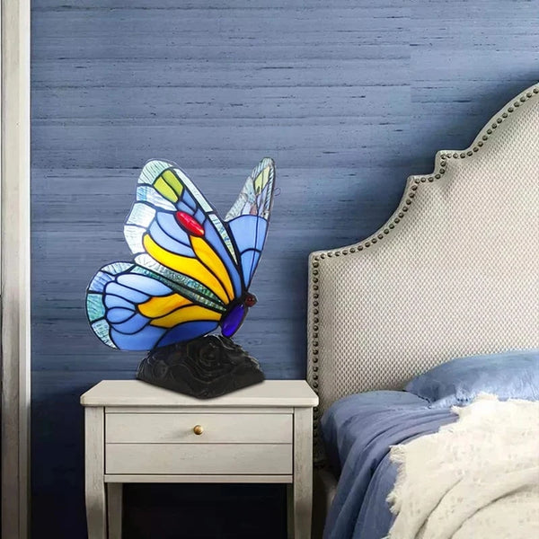 SearchFindOrder LED Table lamp Tiffany Desk decorate Light Butterfly Stained Glass Creativity Art Bedroom Bedside Study Nightstand NIght Light