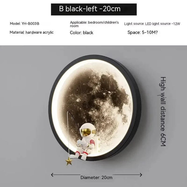 SearchFindOrder Led Wall Lamp Black A / Warm White (2700-3500K)|0-5W Cartoon Astronaut LED Wall Lamp