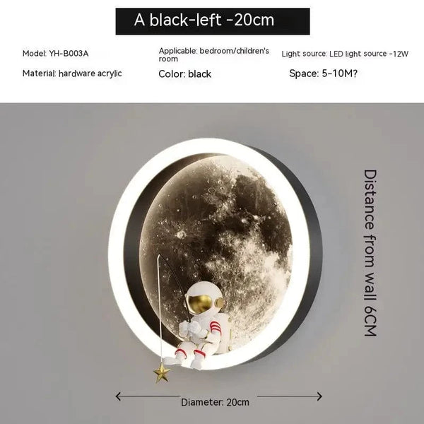 SearchFindOrder Led Wall Lamp Black B / Warm White (2700-3500K)|0-5W Cartoon Astronaut LED Wall Lamp