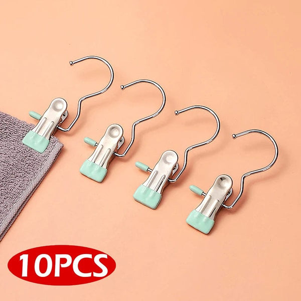 SearchFindOrder light green Stainless Steel 10 Pack Versatile Laundry Clips