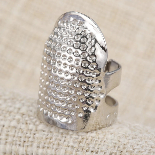 SearchFindOrder M Silver 1pc Adjustable Thimble Retro Armor Finger Protect Needle Ring Golden/Silver/Colorful Metal Sewing Crochet