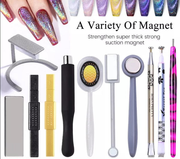 SearchFindOrder Magnetic Cat Eyes Duo Nail Art Wand Dual-Headed Precision for Mesmerizing 3D Line and Strip Effects