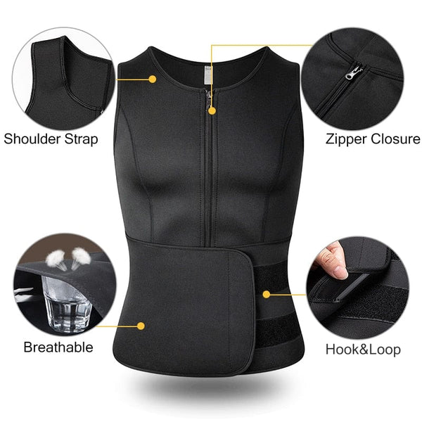 SearchFindOrder Men'sSweat Compression Waist Slimming Undershirt for Body Shaping & Workout Support