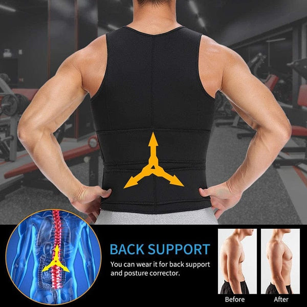 SearchFindOrder Men'sSweat Compression Waist Slimming Undershirt for Body Shaping & Workout Support