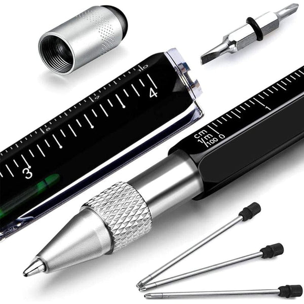 SearchFindOrder Multifunctional 6-in-1 Precision Pen Screwdriver Ruler Caliper Touchscreen Stylus Level and Ballpoint Pen