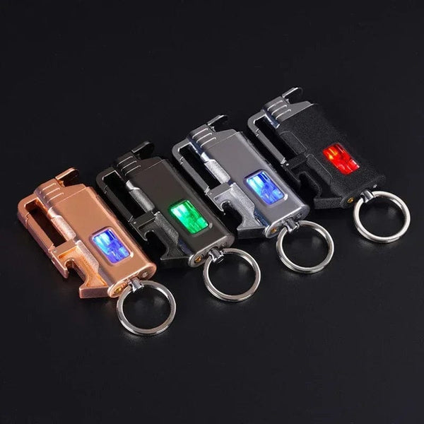 SearchFindOrder Multifunctional Metal Keychain Windproof Jet Blue Flame Lighter with LED