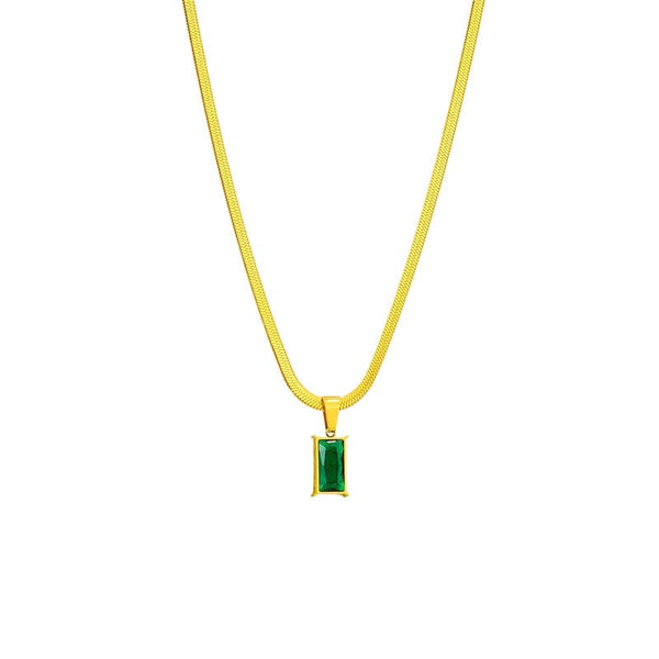 SearchFindOrder N1695 Geometric Square Green Necklace