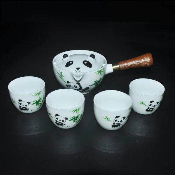 SearchFindOrder One potfour cups / China Charming Panda Tea Ensemble A Travel-Ready Ceramic Tea Set