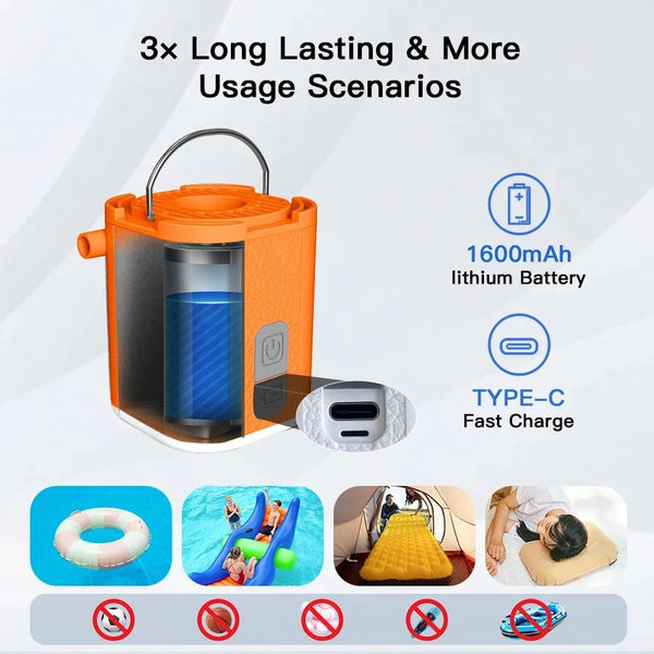 SearchFindOrder Orange 3-in-1 Mini Pump Portable Inflator