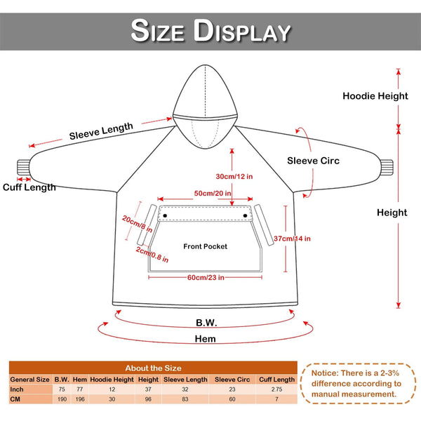 SearchFindOrder Oversized Blanket Hoodie with Sleeves, Pocket, and Heating