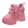 SearchFindOrder Pink / 34 Dynamic Mesh Urban Women's Sneakers with Platform Wedge Heels