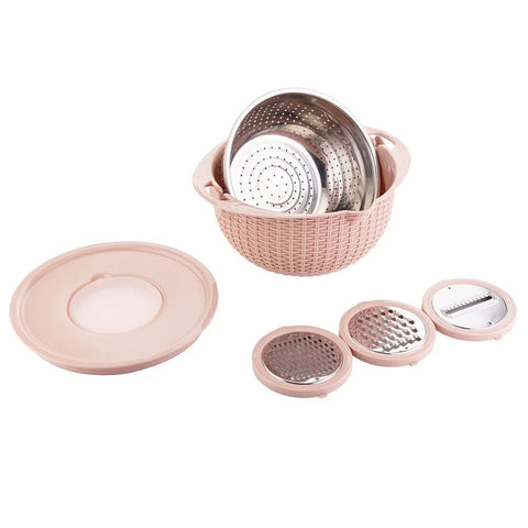 SearchFindOrder Pink 4-in-1 Colander with Mixing Bowl Set
